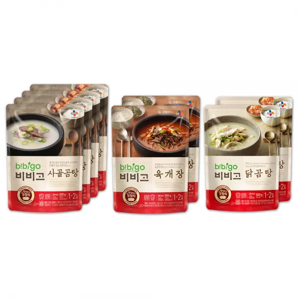 비비고 사골곰탕 500g 4p + 닭곰탕500g 2p + 육개장 500g 2p, 1세트