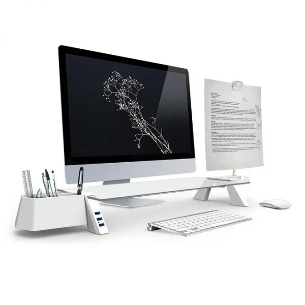 천하지엘씨 스마트독 브릿지 USB3.0 모니터 받침대, 화이트 + 투명, 1개