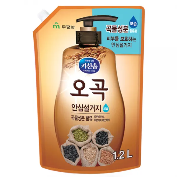 키친솝 오곡 안심설거지 주방세제, 1.2L, 2개