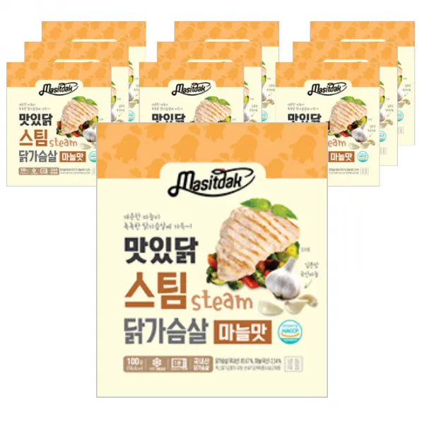 맛있닭 스팀 닭가슴살 마늘맛, 100g, 10팩