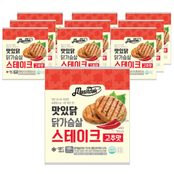 맛있닭 닭가슴살 스테이크 고추맛, 100g, 10팩