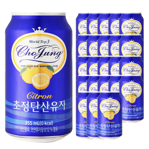 초정탄산수 탄산음료 유자, 355ml, 24개