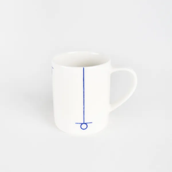 소로시 한글 미니 머그, 히읗 (White + Blue), 1개