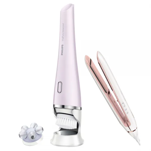 필립스 비자퓨어 어드밴스드 진동 클렌저 SC5340/10 + 모이스처 프로텍트 헤어스타일러 HP8372/00, 2종, 1세트