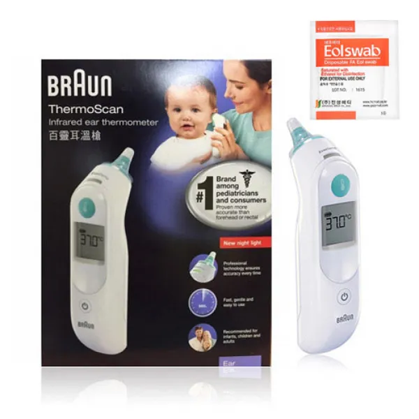 BRAUN 적외선 귀 체온계 IRT-6030 + 알콜스왑 세트, 1세트