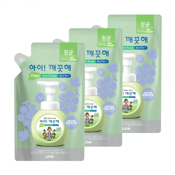 아이깨끗해 향균 거품 핸드 솝 리필 청포도향, 200ml, 3개