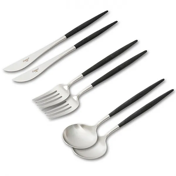 큐티폴 고아 디너 3종 2인 커트러리 세트, 블랙