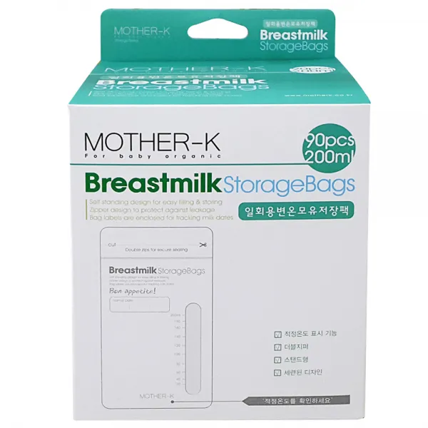 마더케이 일회용 변온 모유 저장팩 200ml, 90매, 1개