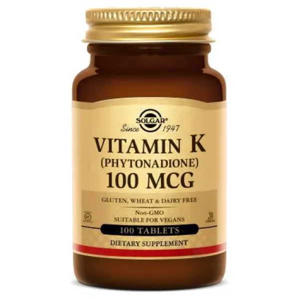 Solgar 비타민 K (파이토나다이온) 100mcg 타블렛, 100개입, 1개