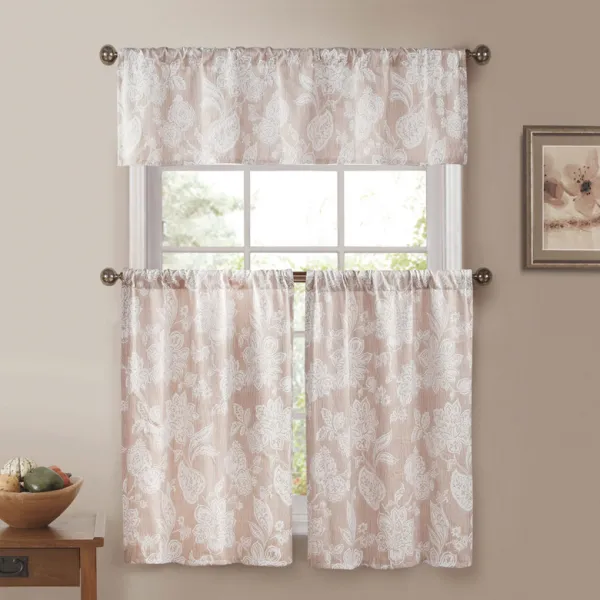 Home Maison 이바 카페 티어스 키친 커튼 2종 세트, Taupe