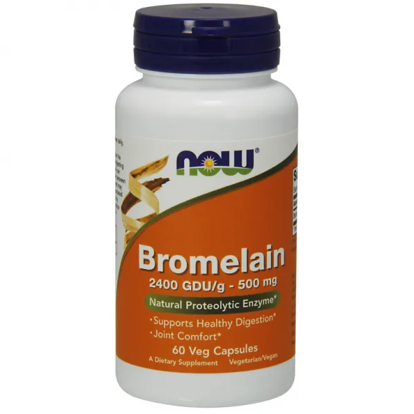 Now Foods 브로멜라인 2400GDU/g-500mg 베지 캡슐, 60개입, 1개