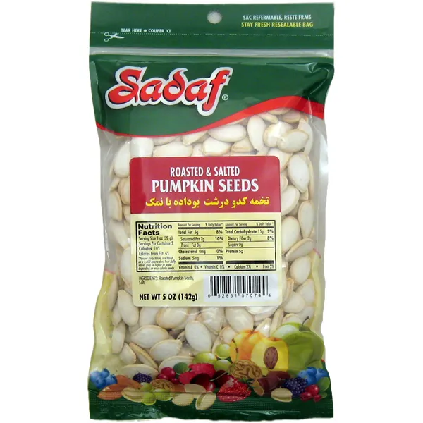 Sadaf 로스티드 앤 솔티드 펌킨 씨드, 142g, 1개
