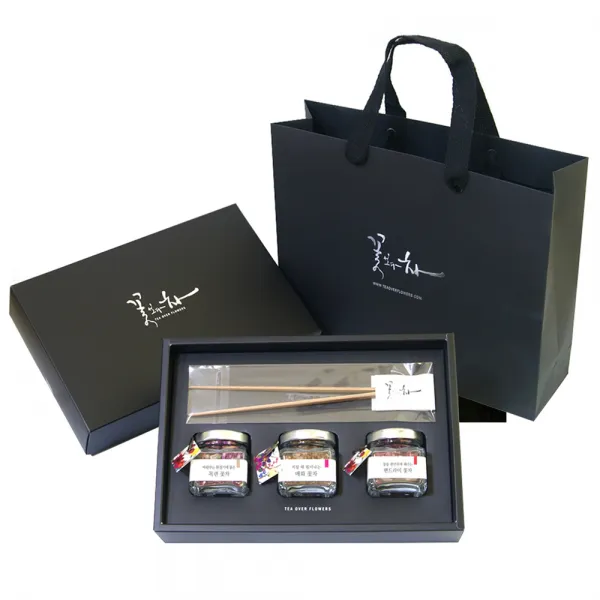 꽃보다차 아담한 꽃차 3종 선물세트 목련 1.5g + 매화 5g + 맨드라미 2g + 차집게 + 쇼핑백 1세트