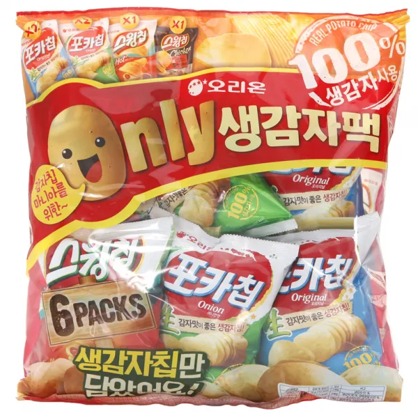 오리온 온리 생감자팩 세트, 포카칩 오리지널 30g x 2p + 포카칩 어니언맛 30g x 2p + 스윙칩 볶음고추장맛 30g + 스윙칩 간장치킨맛 30g, 1세트