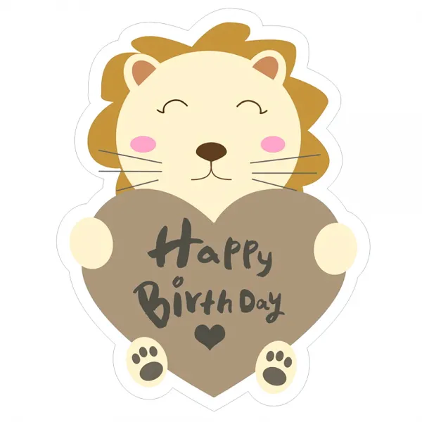 단비나인 생일축하 답례품 포장 데코 스티커, 사자, 50개입