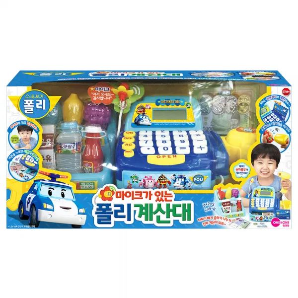 원앤원 로보카폴리 마이크가 있는 폴리 계산대놀이, 혼합 색상