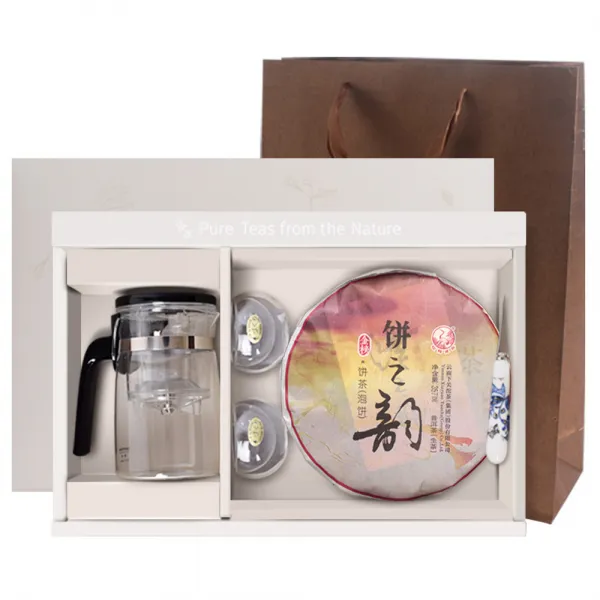 하관차창 2015년 병지운병차 생 보이차 선물세트, 병지운병차 357g + 표일배 + 유리잔 2p + 보이차도, 1세트