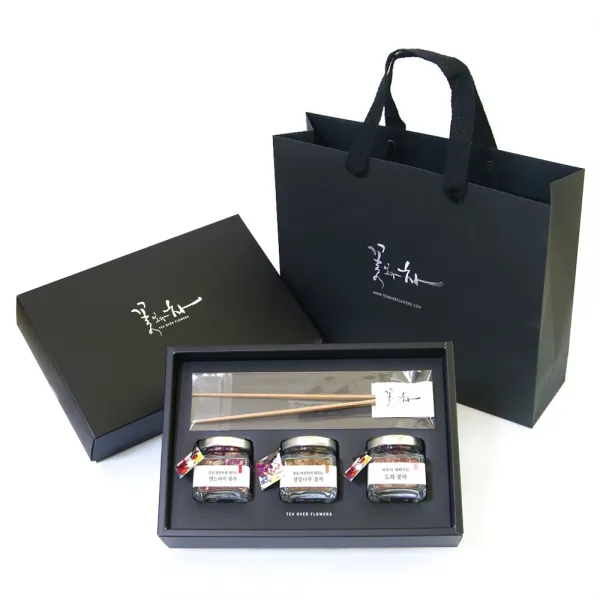 꽃보다차 아담한 꽃차 3종 선물세트, 맨드라미 2g + 생강나무 3g + 도화 1.5g + 차집게 + 쇼핑백, 1세트