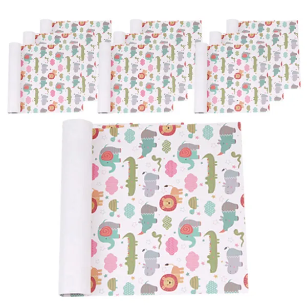 봄91 BOM 화이트 애니멀 패턴 포장지, 혼합 색상, 10개입