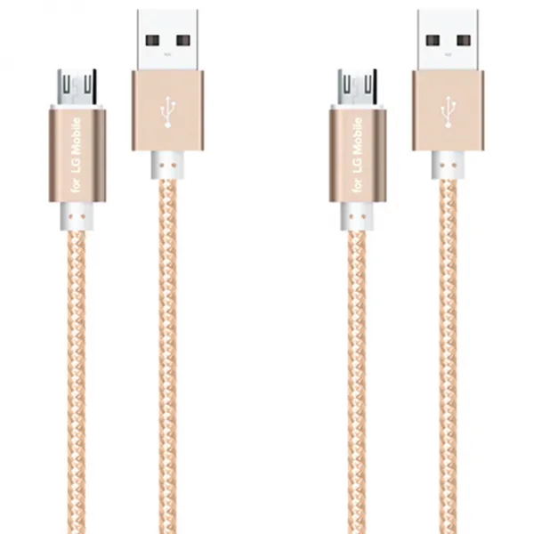 for LG Mobile 마이크로 5핀 메탈 데이터 케이블 1.5m TCB-C853, 골드, 2개입