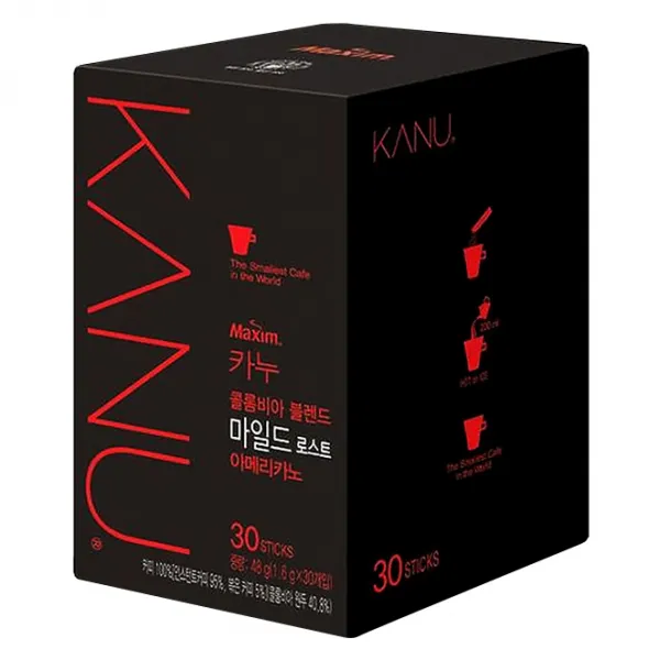 카누 콜롬비아 블랜드 마일드로스트 아메리카노 원두커피믹스, 1.6g, 30개