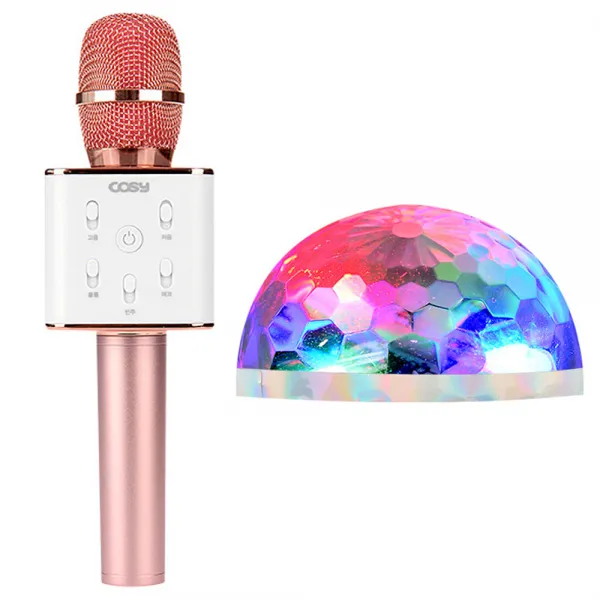 코시 블랑 블루투스 마이크 + 휴대용 USB 미러볼, 단일 상품, 핑크