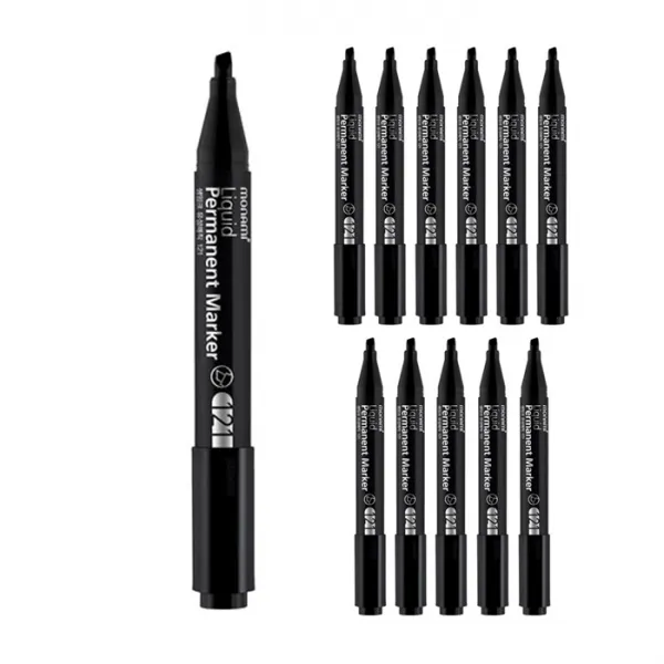 모나미 생잉크 유성매직 사각닙 Liquid Permanent Marker 121, (C:Black), 12개