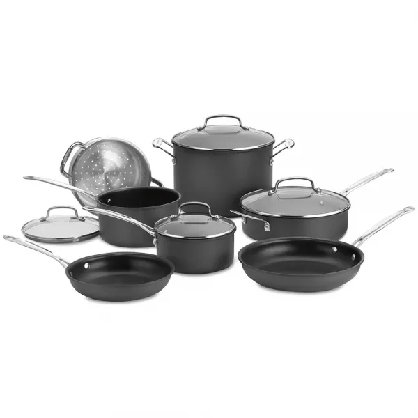 쿠진아트 셰프스 클래식 넌-스틱 하드 애노다이즈 냄비프라이팬 7종 세트, Silver, Saucepan(1.4L/2.4L) + Saute Pan 2.8L + Stockpot 7.