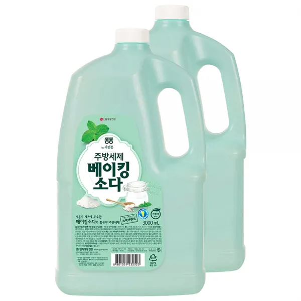 퐁퐁 베이킹소다 주방세제 용기 3000ml x 2개, 베이킹소다x2개