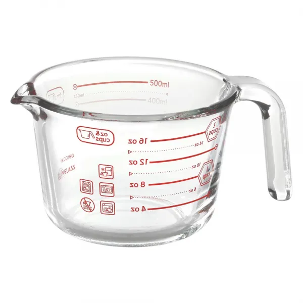 아이에코리아 수퍼오븐글라스 내열유리 멀티 계량컵 레드 500ml, 1개