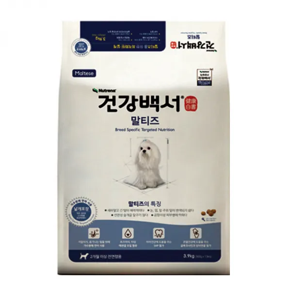 건강백서 전연령 생선 말티즈 기능성사료, 3.9kg, 1개