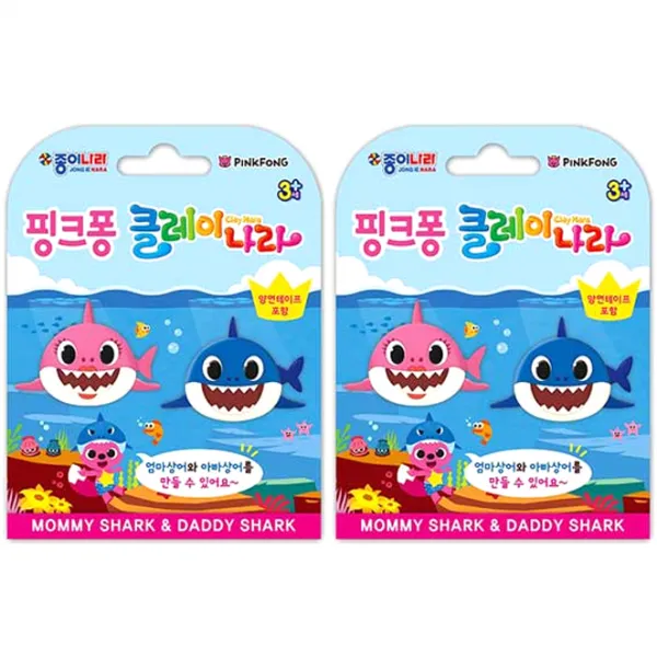 종이나라 핑크퐁 상어가족 클레이나라 점토 2p, 혼합색상, 30g