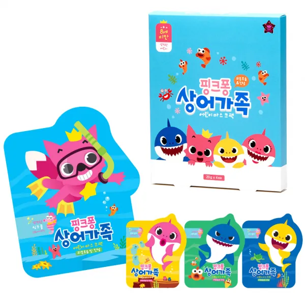 핑크퐁 상어가족 8세 미만 어린이용 마스크팩, 4개입, 1개