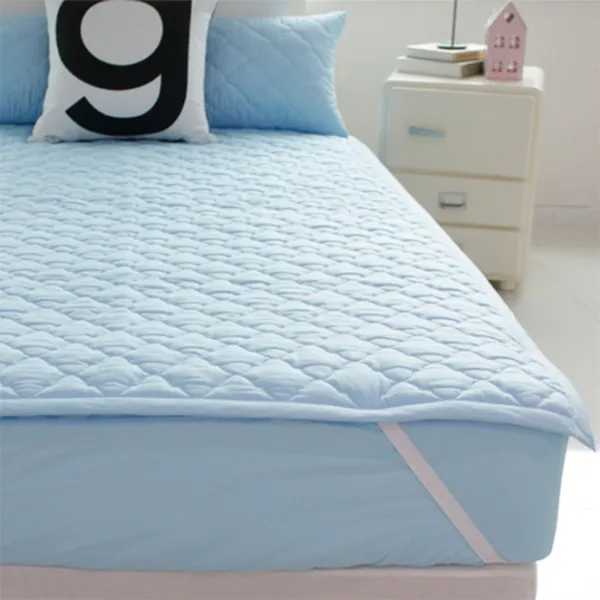 바숨 순면 누빔 침대 패드 스카이블루