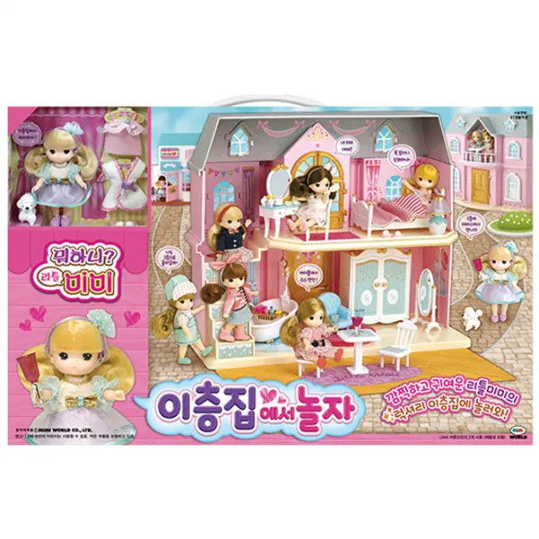 미미월드 뭐하니리틀미미 이층집에서 놀자 인형집, 혼합 색상