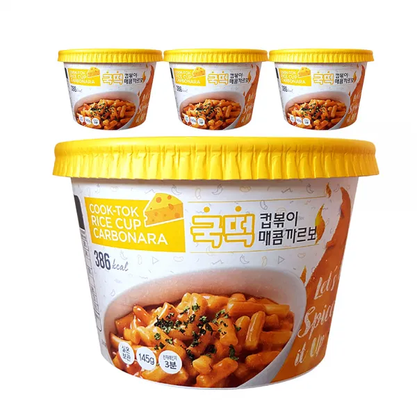 에스제이푸드 낭만부라더 국떡 즉석 컵볶이 매콤까르보, 145g, 4개입