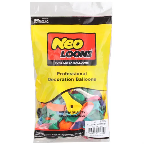 네오룬즈 13cm 라운드풍선 스탠다드 혼합 100개입
