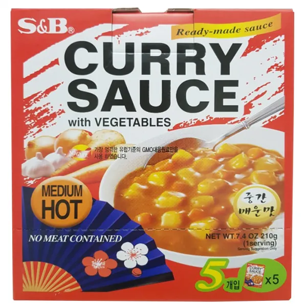 에스앤비 카레소스 위드 베지터블 중간매운맛, 210g, 5개입