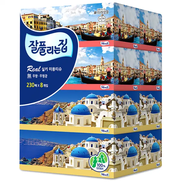 잘풀리는집 리얼실키 미용티슈 천연펄프 230매, 8개입, 1개