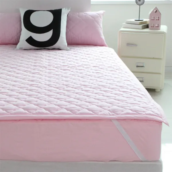 바숨 순면 누빔 침대 패드 핑크