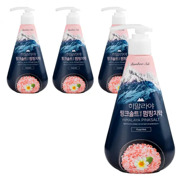죽염 히말라야 핑크솔트 담은 펌핑 치약 플로럴민트, 285g, 4개