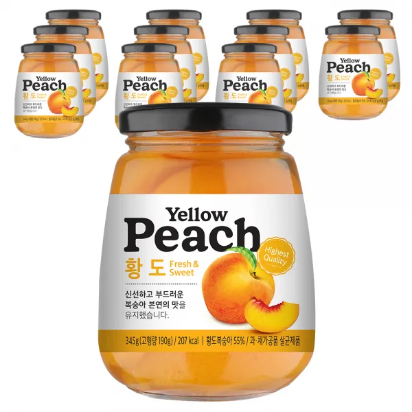 스위트팜 달콤한 농장 황도 병조림, 345g, 12개입
