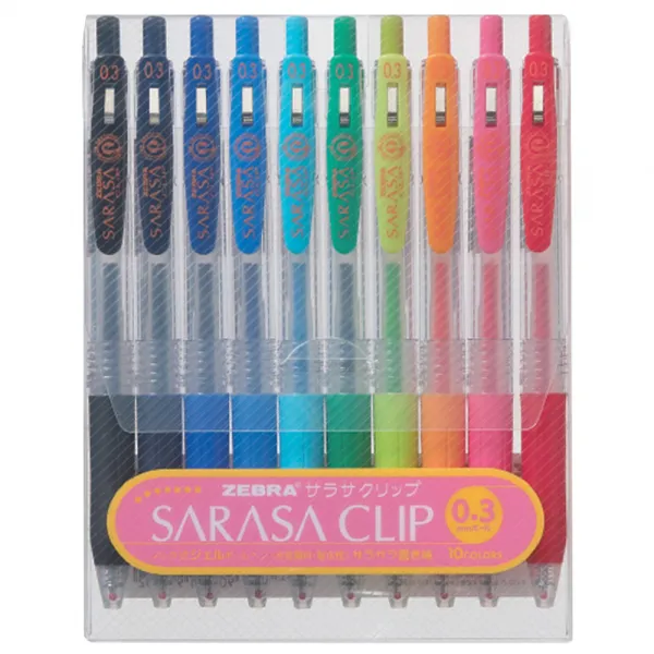 제브라 사라사클립볼펜 0.3mm 10색 1세트