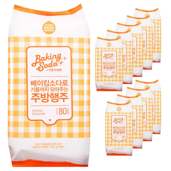 베이킹소다로 기름까지 닦아주는 일회용 주방행주 일반형, 80개, 10개