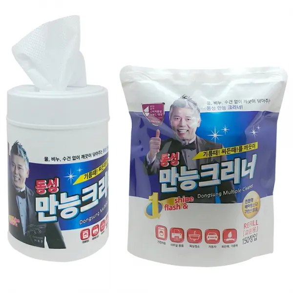 동성크리너 만능 세정티슈 통 150매 + 리필 150매, 1세트