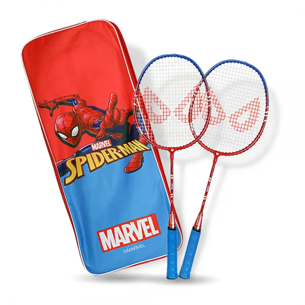 마블 아동용 뉴 스파이더맨 배드민턴 라켓 2p + 사각풀커버 SPIDERMAN JR, SPIDERMAN.JR, 1세트