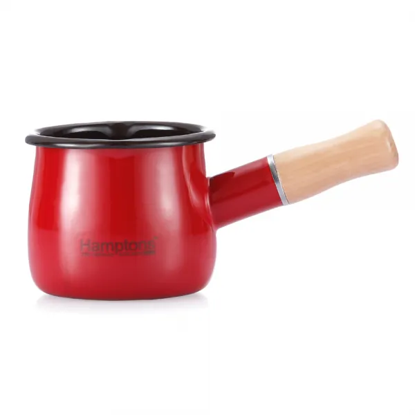 햄튼 법랑 나무핸들밀크팬 HYF-E-050, 8cm, 레드