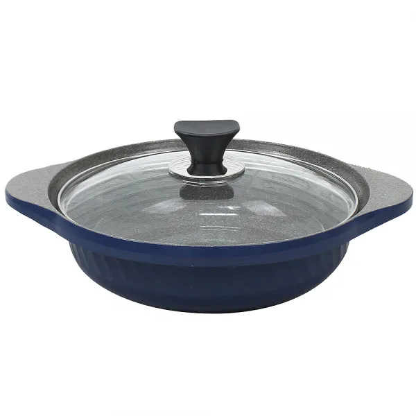 리빙온 스톤코팅 세라믹 전골냄비, 직경 24cm x 높이 8cm, 딥블루