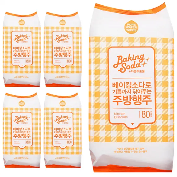선우랜드 베이킹소다를 담은 주방행주 프리미엄체크 일반형, 80개입, 5개