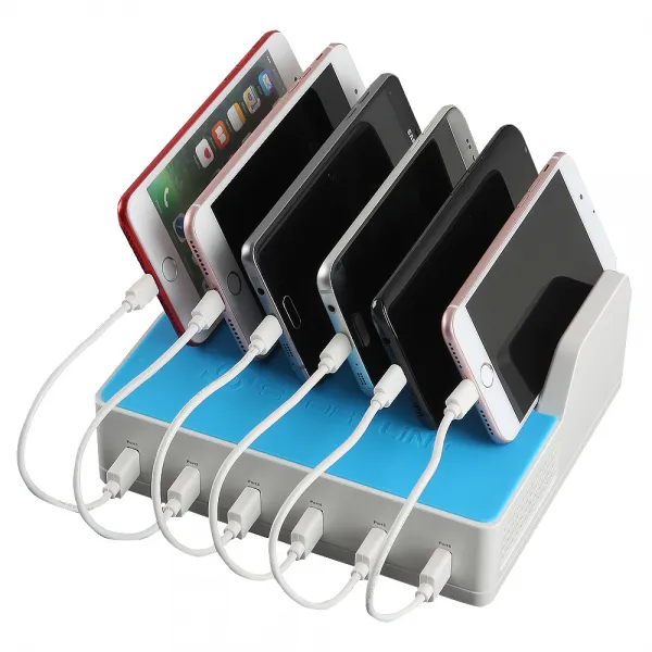 스토리링크 파워스테이션 V2 6포트 퀵차지 3.0 Usb 고속 멀티 충전기 + 충전용 케이블 + C타입 젠더 혼합색상 1세트
